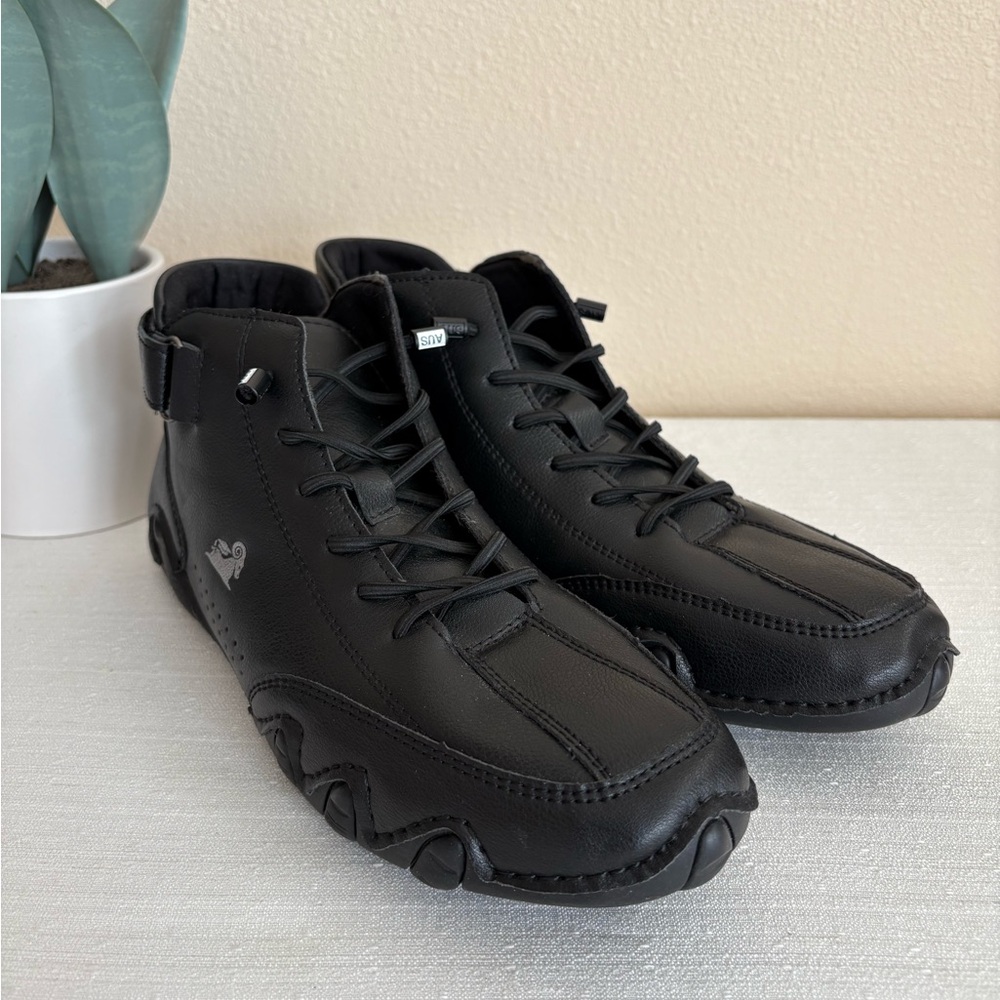 L.Deck Black Faux Leather High-Top Sneakers Men’s EU42 US9 - Picture 8 of 15